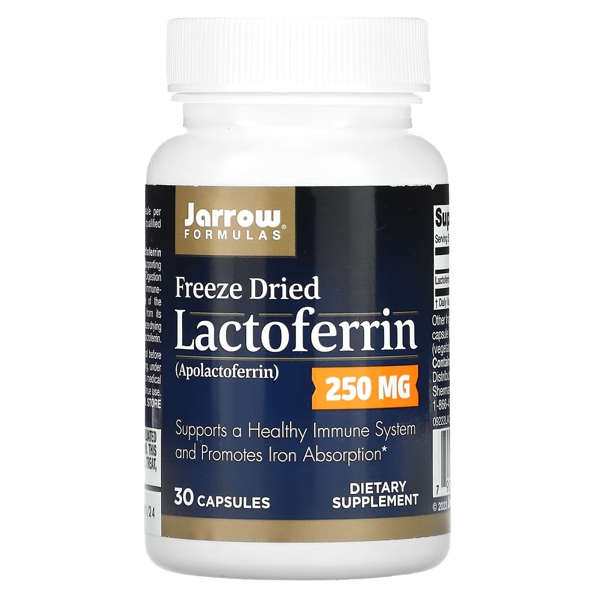 Лактоферин сублімований, 250 мг, Lactoferrin, Freeze Dried, Jarrow Formulas, 30 капсул