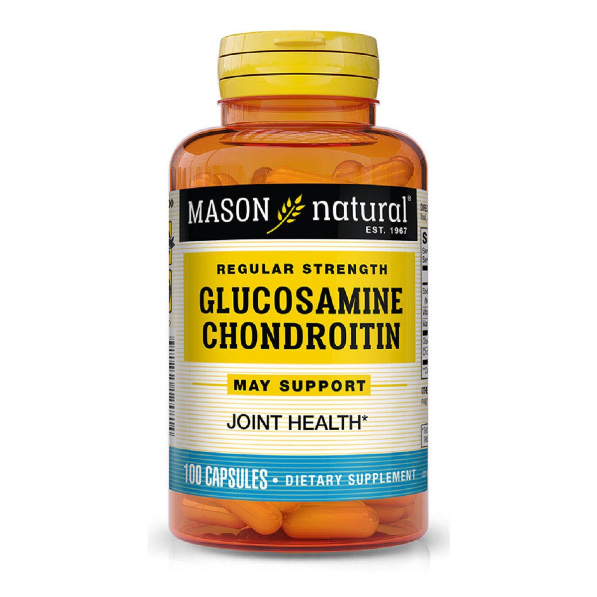 Глюкозамін та Хондроїтин, Glucosamine Chondroitin Regular Strength, Mason Natural, 100 капсул