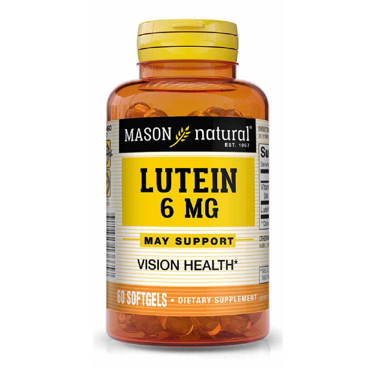 Лютеїн 6мг, Lutein, Mason Natural, 60 гелевих капсул