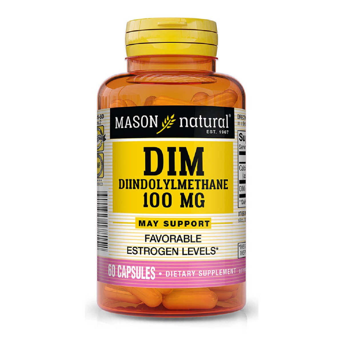 Дііндолілметан 100мг, DIM Diindolylmethane, Mason Natural, 60 капсул