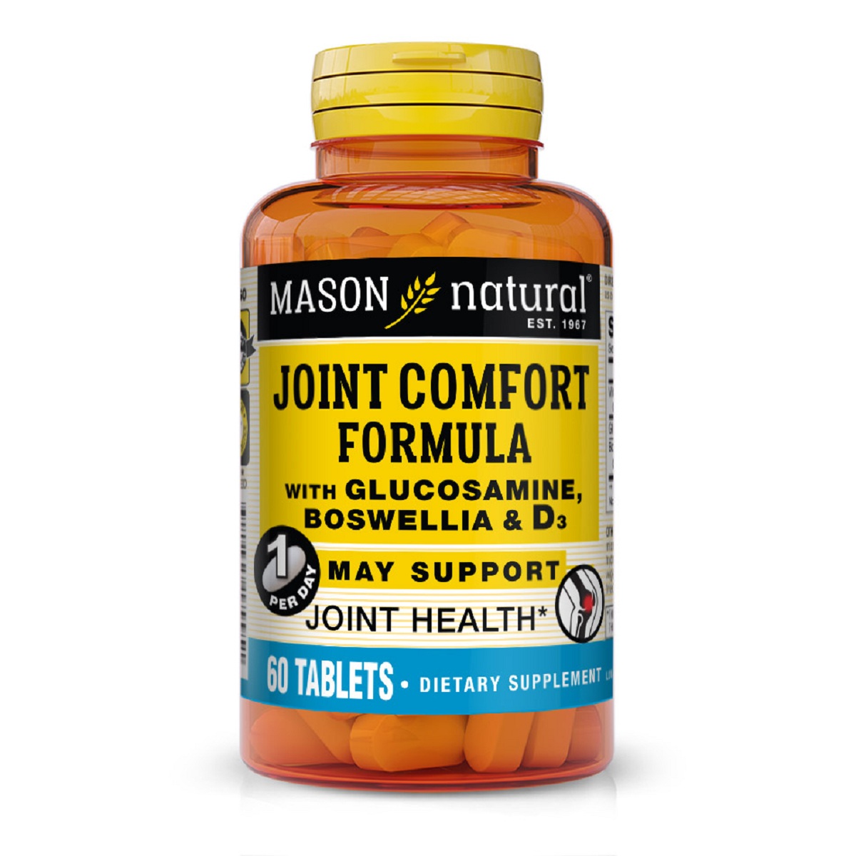 Підтримка суглобів та зв&apos;язок з босвеллією, Joint comfort formula with boswellia & D3, Mason Natural, 60 таблеток