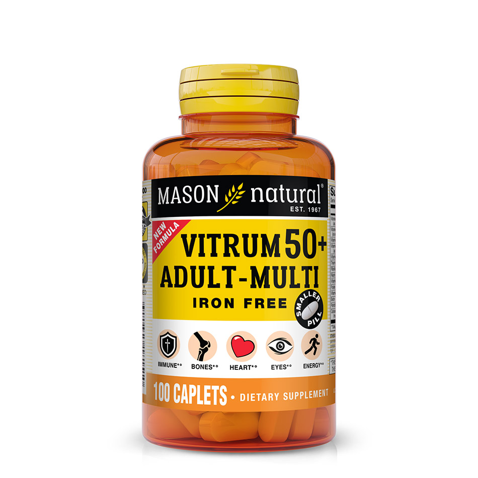 Мультивітаміни 50+ без заліза, Vitrum 50+ Adult-Multi Iron Free, Mason Natural, 100 каплет