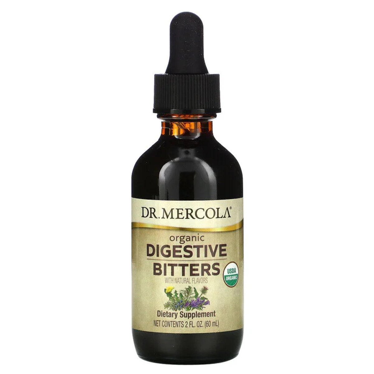 Екстракт гірких трав, Organic Digestive Bitters with Natural Flavors, Dr. Mercola, 60 мл (2 рідких унції)