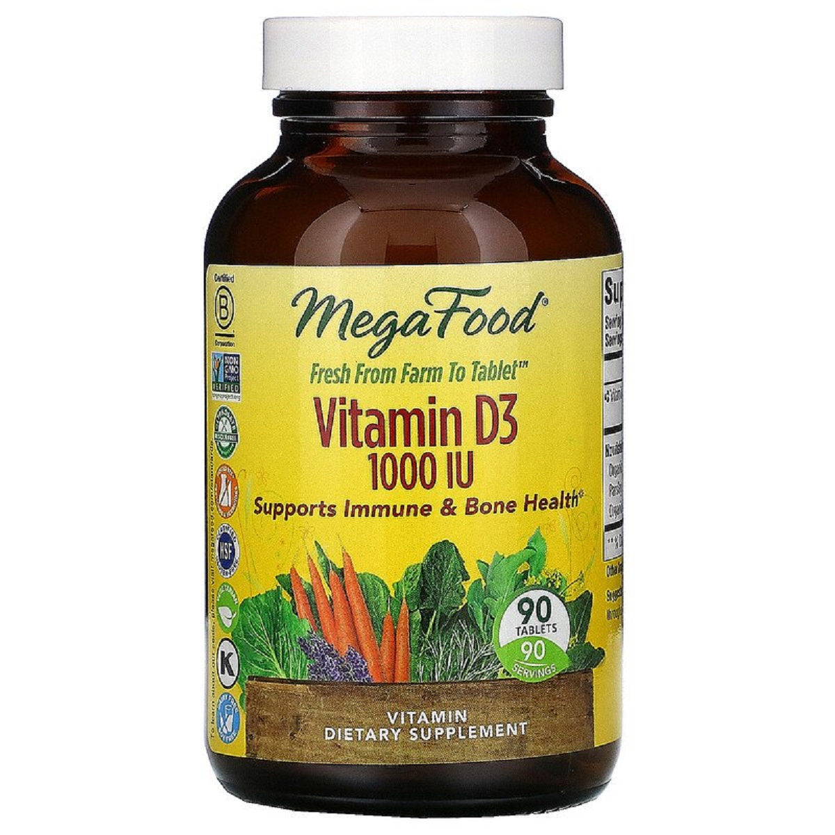 Вітамін D3 1000 IU, Vitamin D3, MegaFood, 90 таблеток