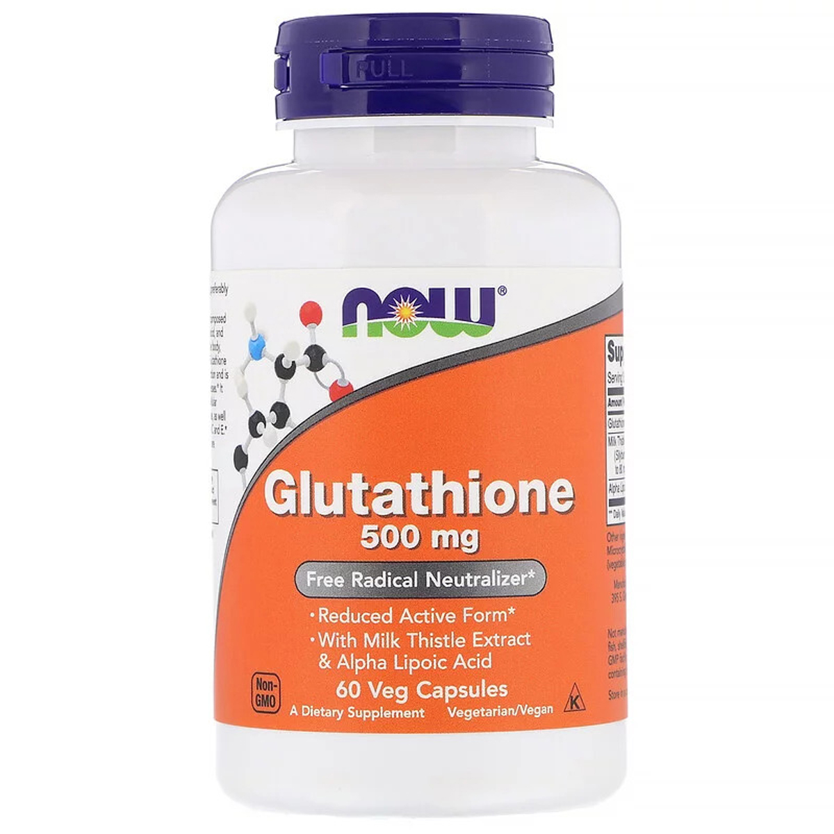 Глутатіон, L-Glutathione, Now Foods, 500 мг, 60 вегетаріанських капсул