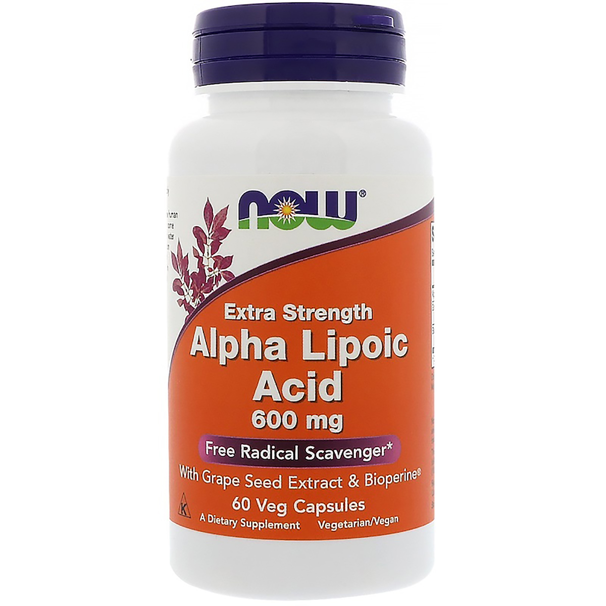 Альфа-ліпоєва кислота 600мг, Alpha Lipoic Acid, Now Foods, 60 капсул