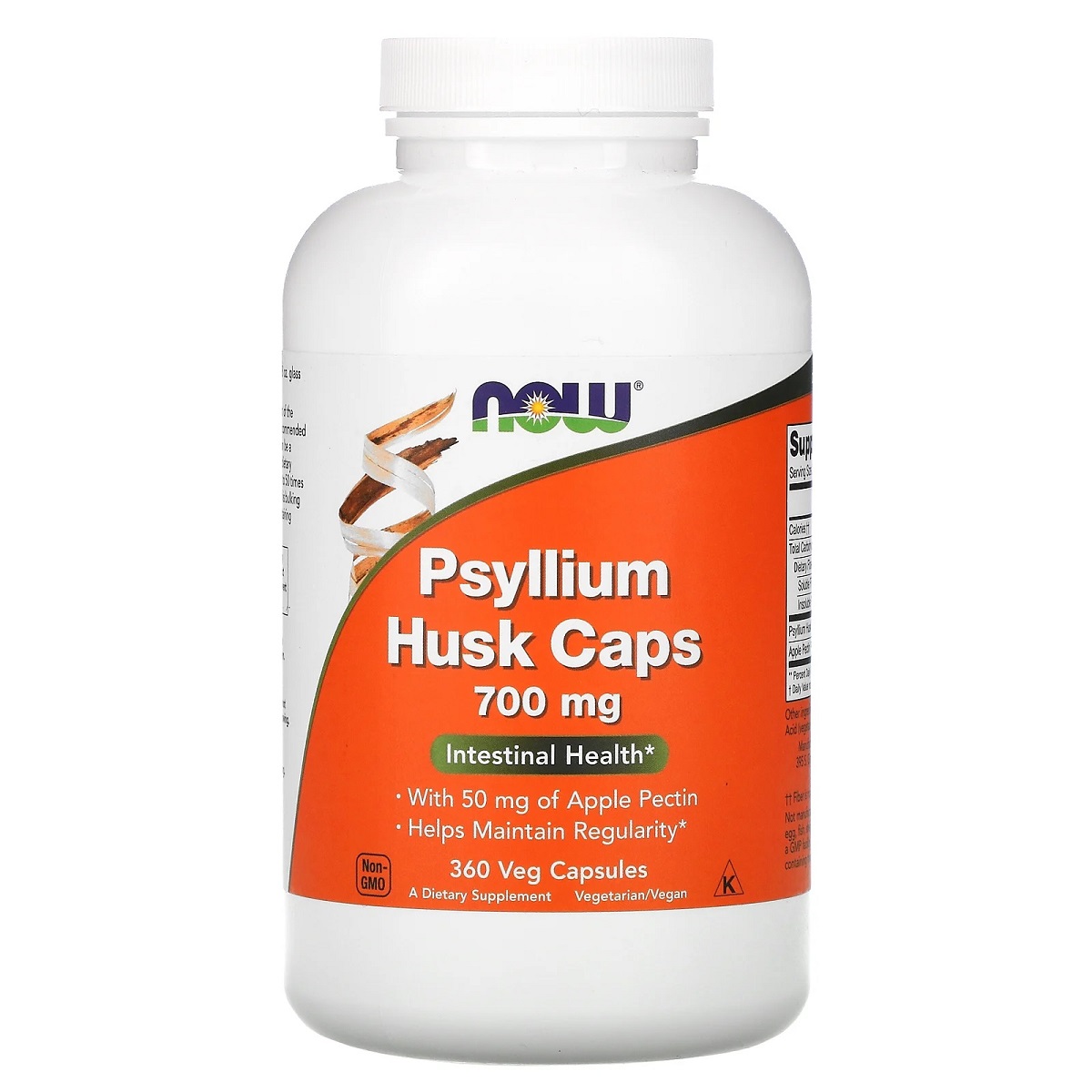 Подорожник (Псіліум), Psyllium Husks, Now Foods, 700 Мг, 360 Капсул