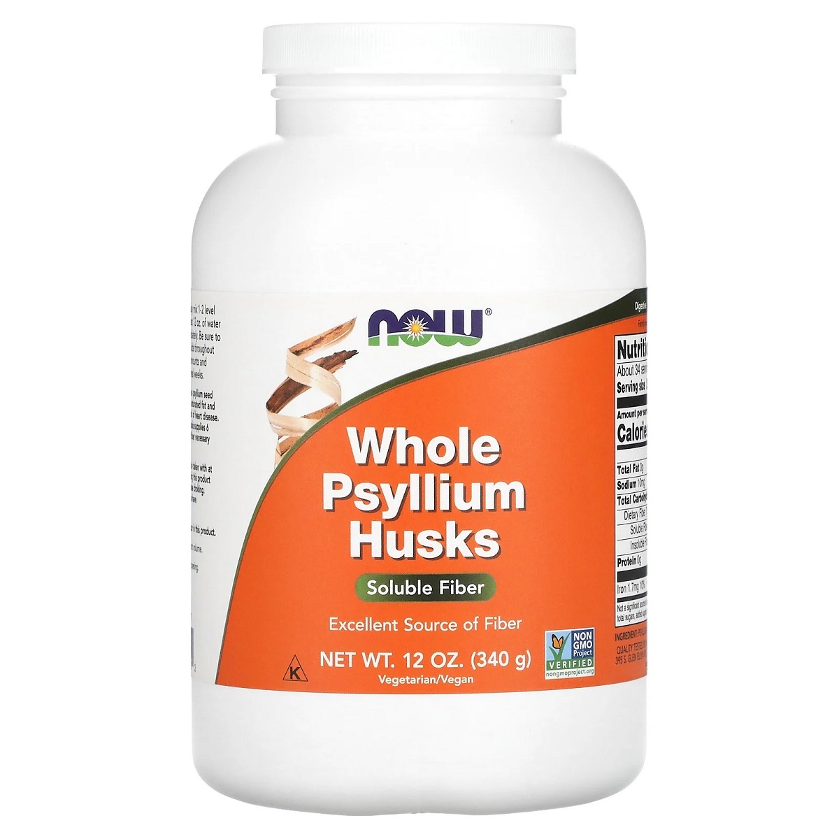 Цілісне лушпиння подорожника, Whole Psyllium Husk, Now Foods, 340 г