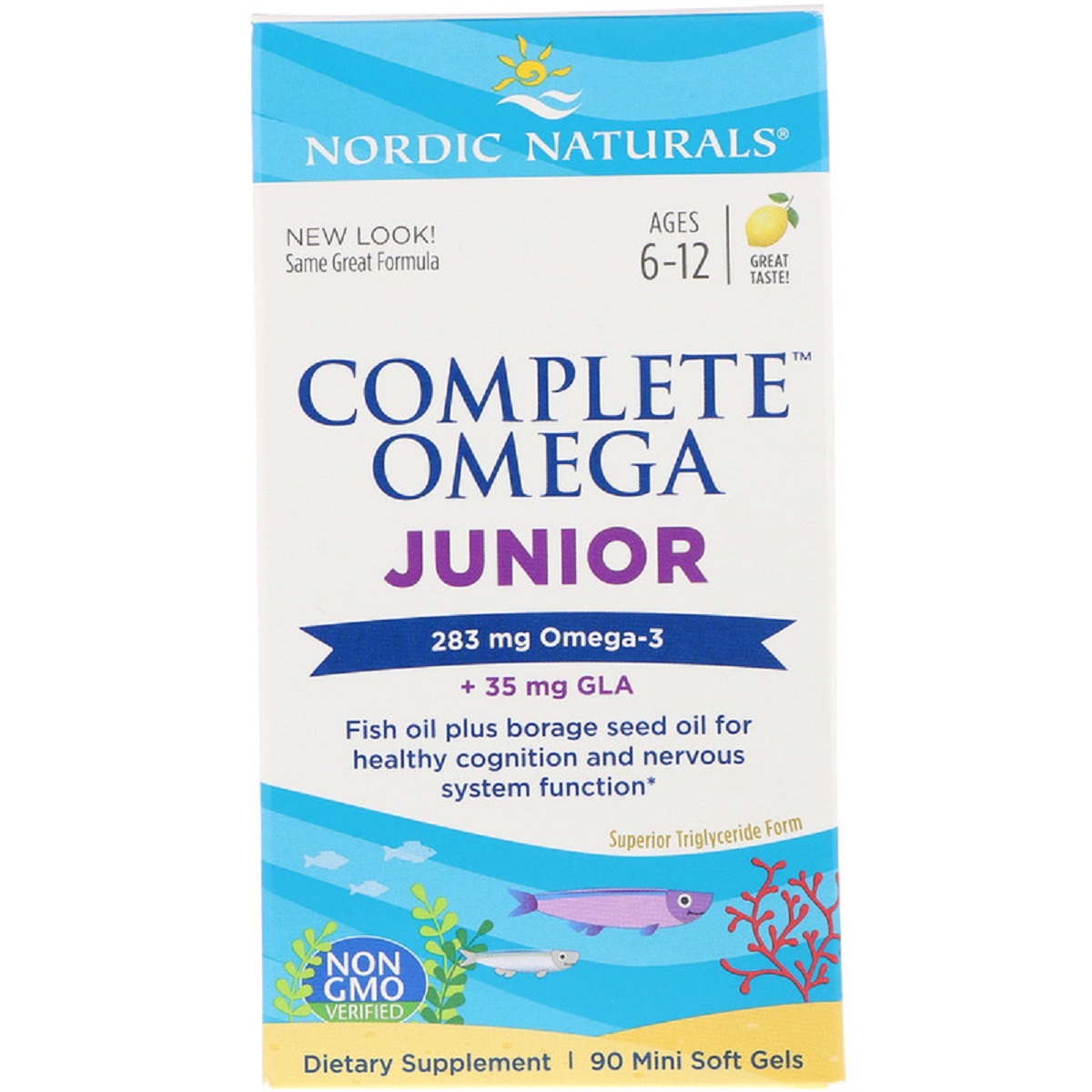 Риб&apos;ячий Жир для Підлітків, Смак Лимона, Complete Omega Junior, Nordic Naturals, 283 мг, 90 капсул