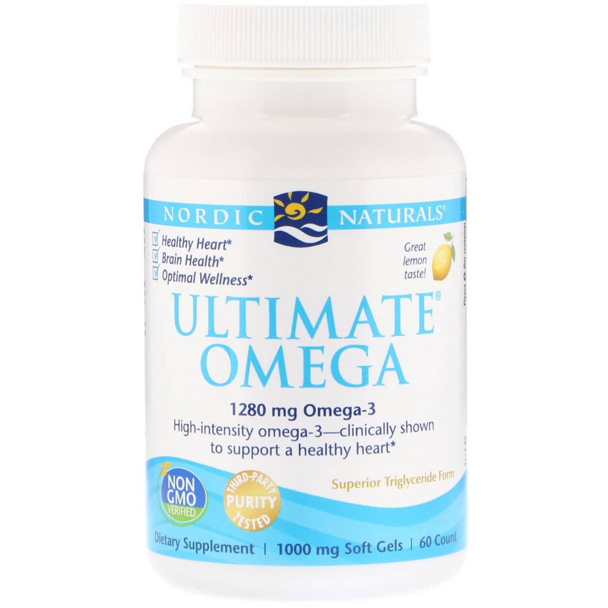 Риб&apos;ячий Жир, Смак Лимона, Nordic Naturals, Ultimate Omega, Lemon, 1,280 мг, 60 капсул