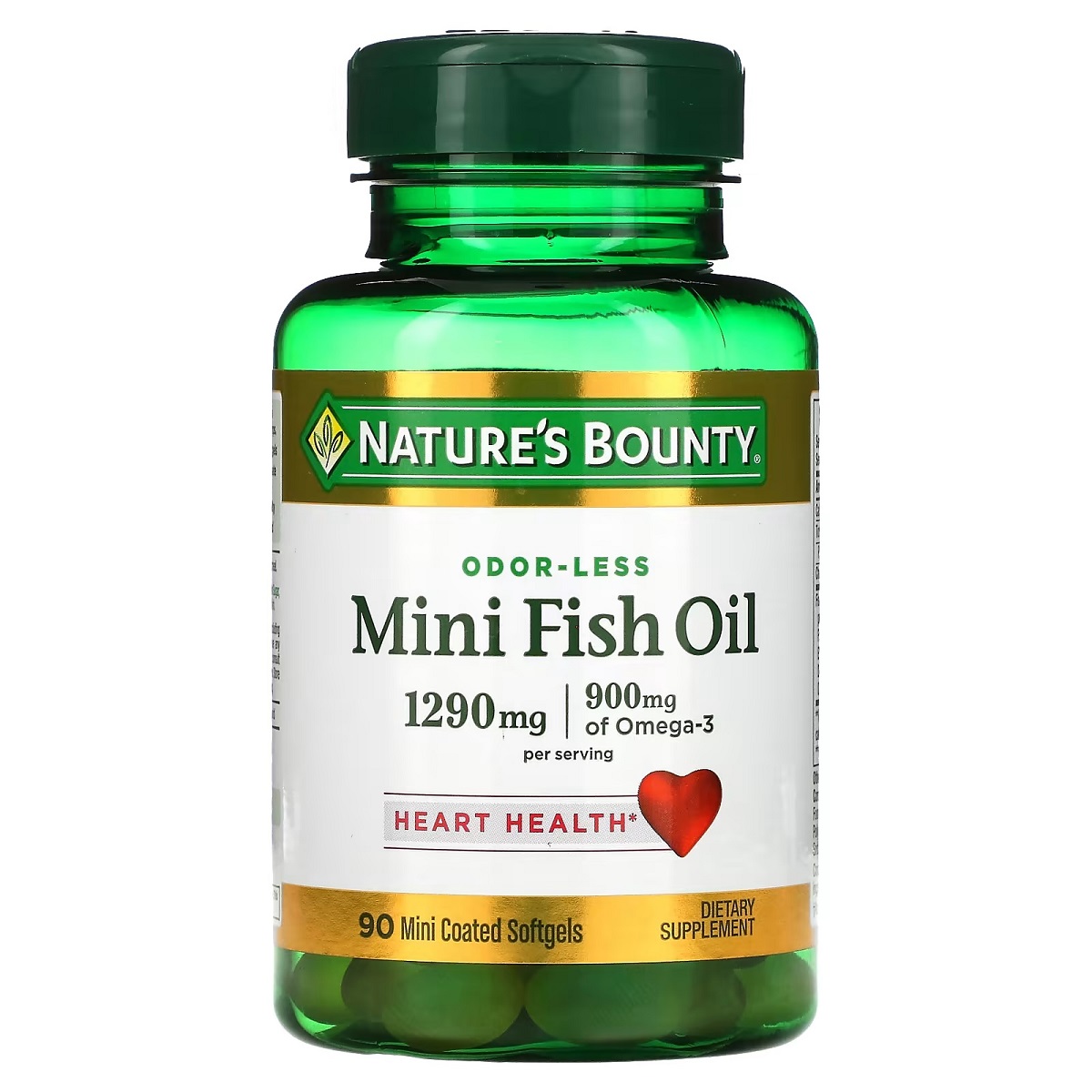 Риб'ячий жир без запаху, 1290 мг, Odor-Less Mini Fish Oil, Nature's Bounty, 90 гелевих капсул