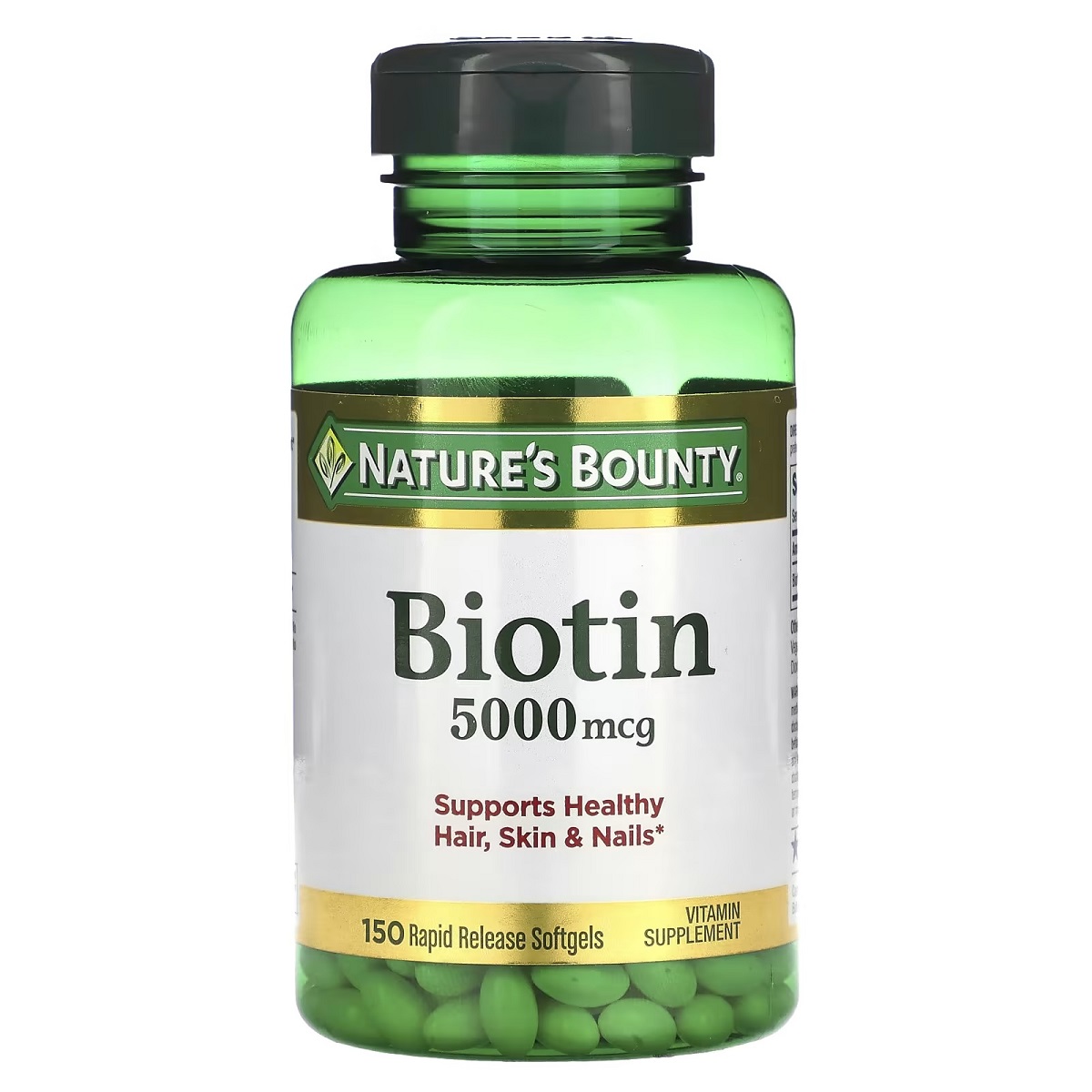 Біотин швидкого вивільнення, 5000 мкг, Biotin, Nature's Bounty, 150 гелевих капсул