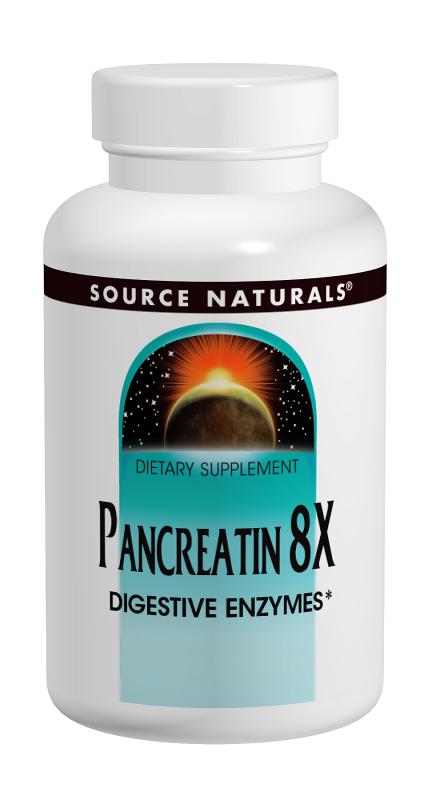 Травні Ферменти 500мг, Pancreatin 8 X, Source Naturals, 50 капусл