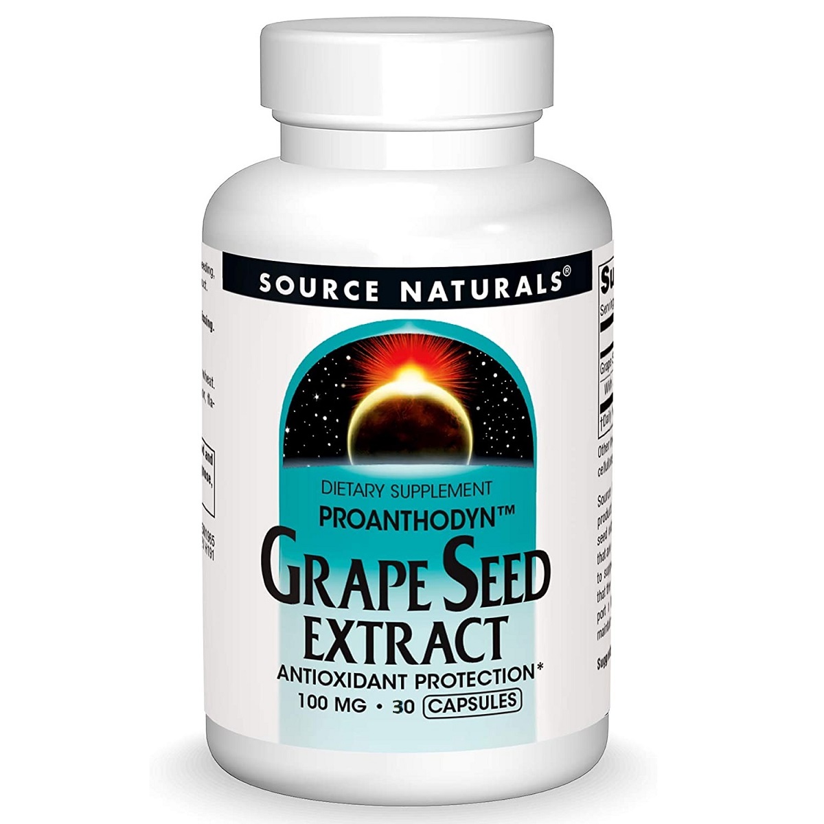 Екстракт виноградних кісточок, 100 мг, Grape Seed Extract, Proanthodyn, Source Naturals, 30 капсул