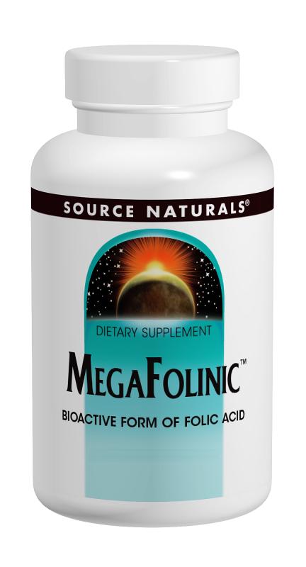 Біоактивна Форма Фолієвої Кислоти (В9) 800мкг, MegaFolinic, Source Naturals, 60 таблеток