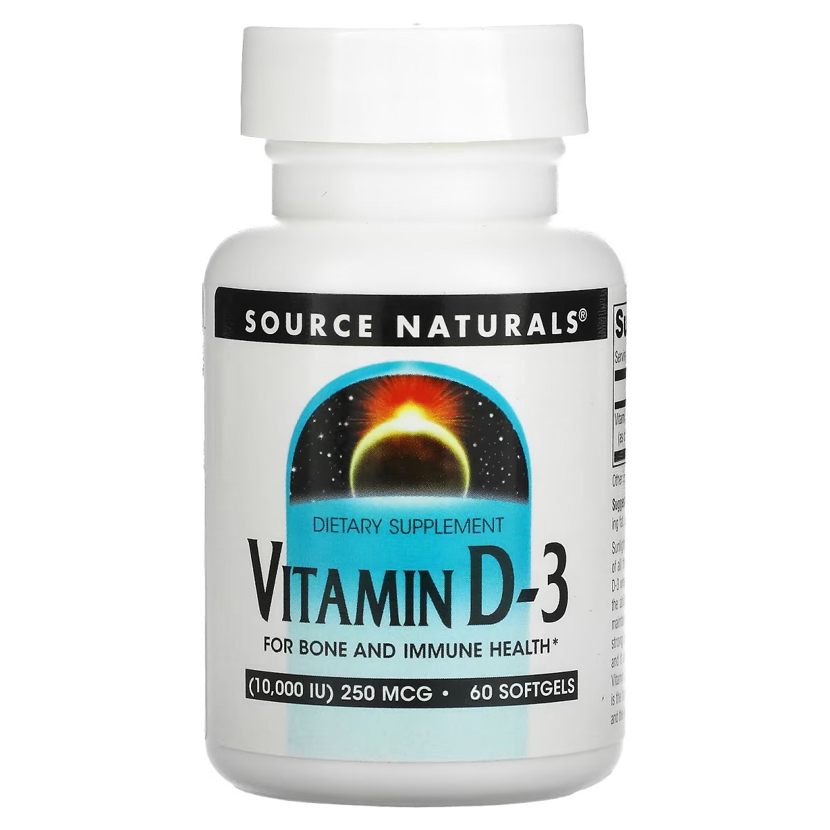 Вітамін D-3, 10000 МО, Vitamin D-3, Source Naturals, 60 гелевих капсул