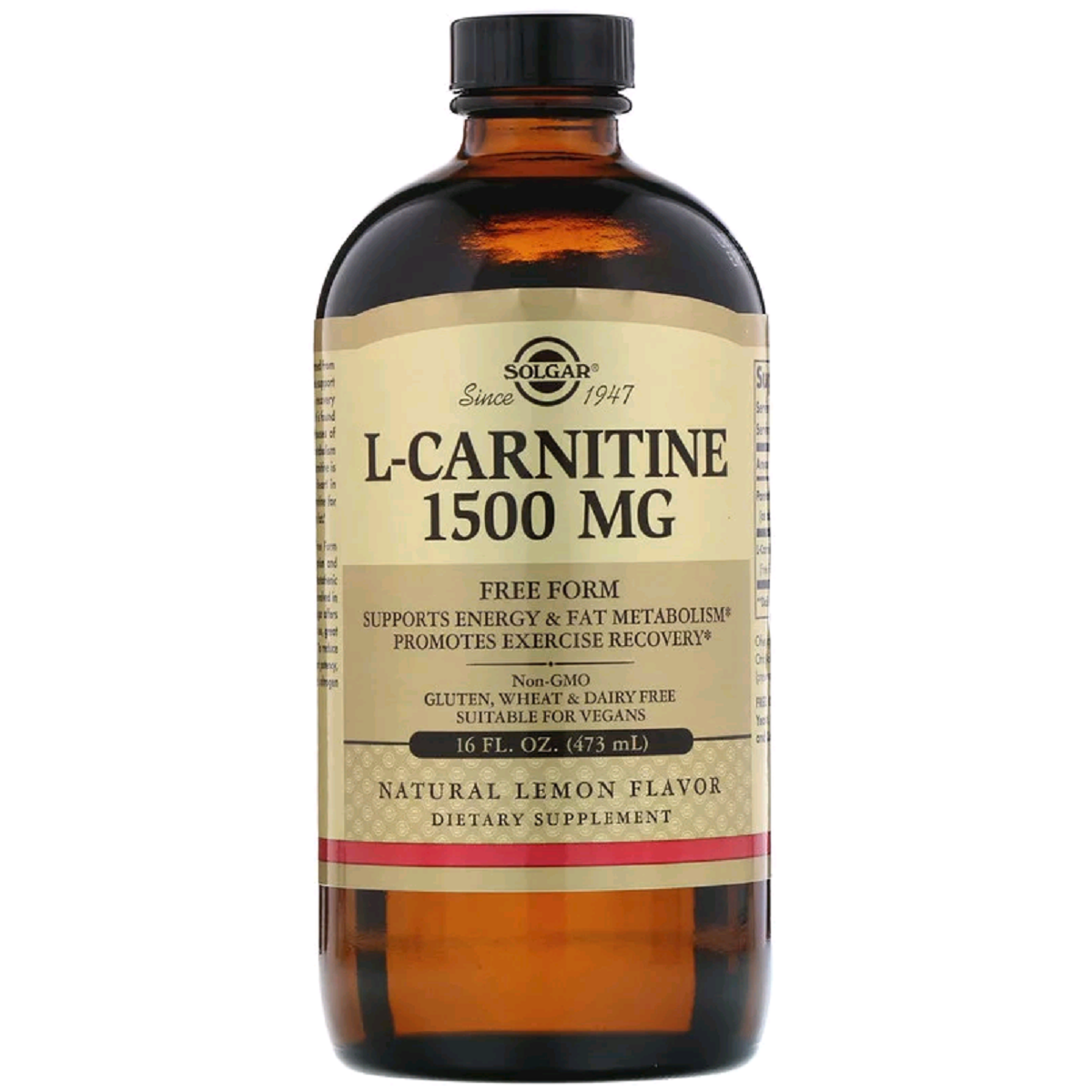 L-Карнітин, L-Carnitine, Solgar, 1500 мг, Лимонний Смак, 473мл