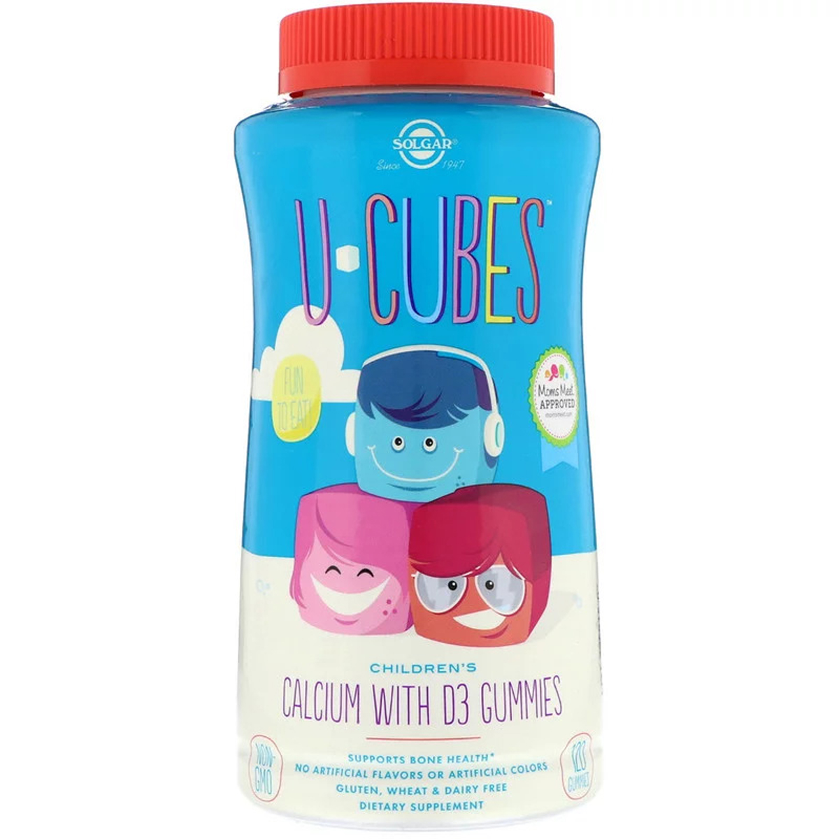 Кальцій з D3 для Дітей, U-Cubes, Children&apos;s Calcium With D3, Solgar, 120 жувальних цукерок