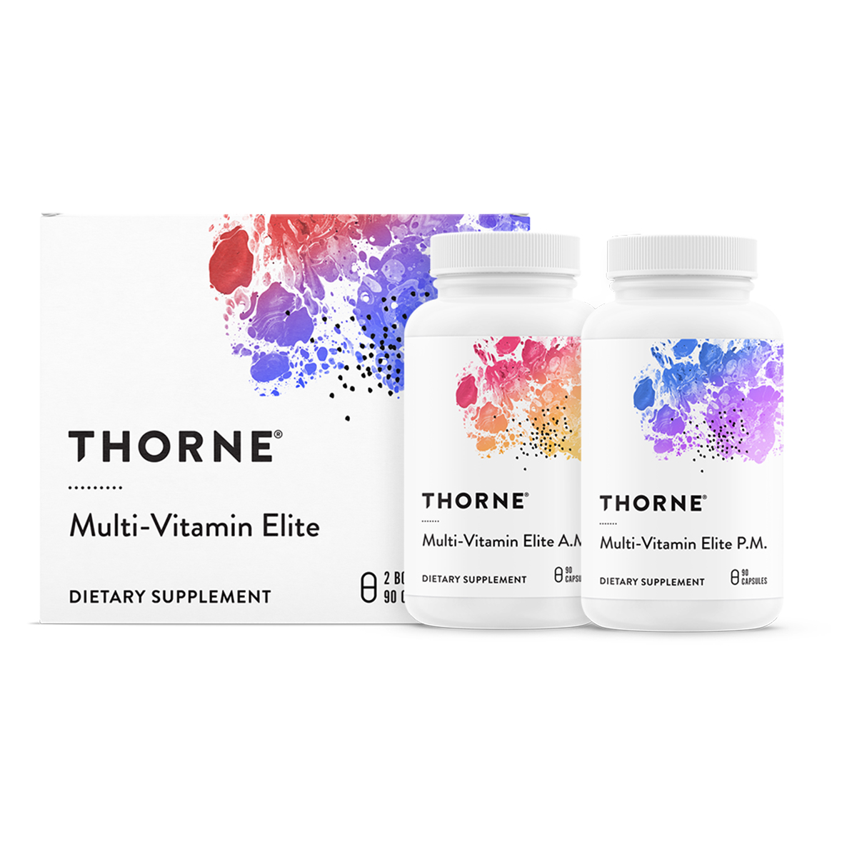 Мультивітаміни Еліт, Multi-Vitamin Elite A.M. & P.M., Thorne Research, 2 баночки по 90 капсул